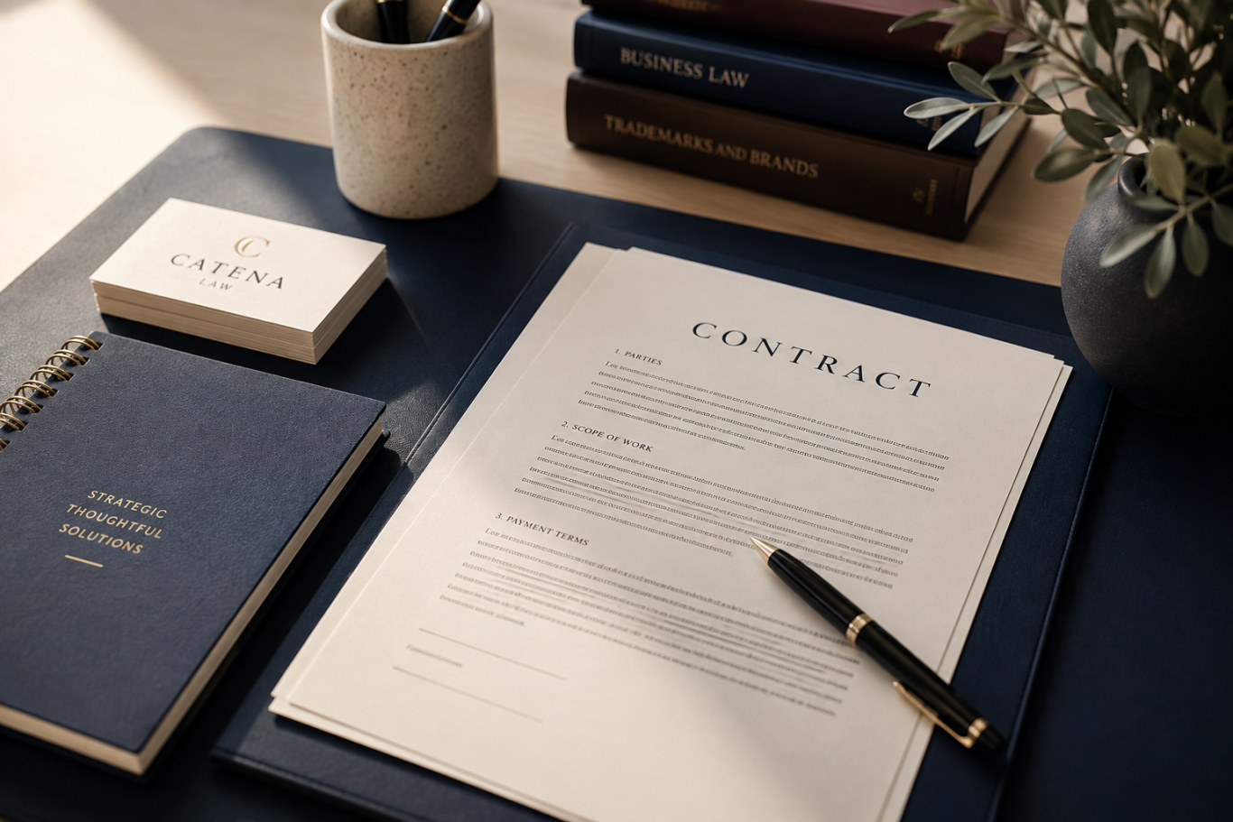 Business contracts and legal documents on a desk
